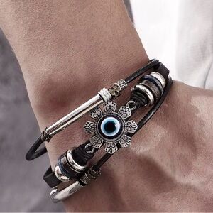 Brown and Silver Hamsa Bracelet